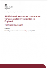 SARS-CoV-2 variants of concern and variants under investigation in England: Technical briefing 9